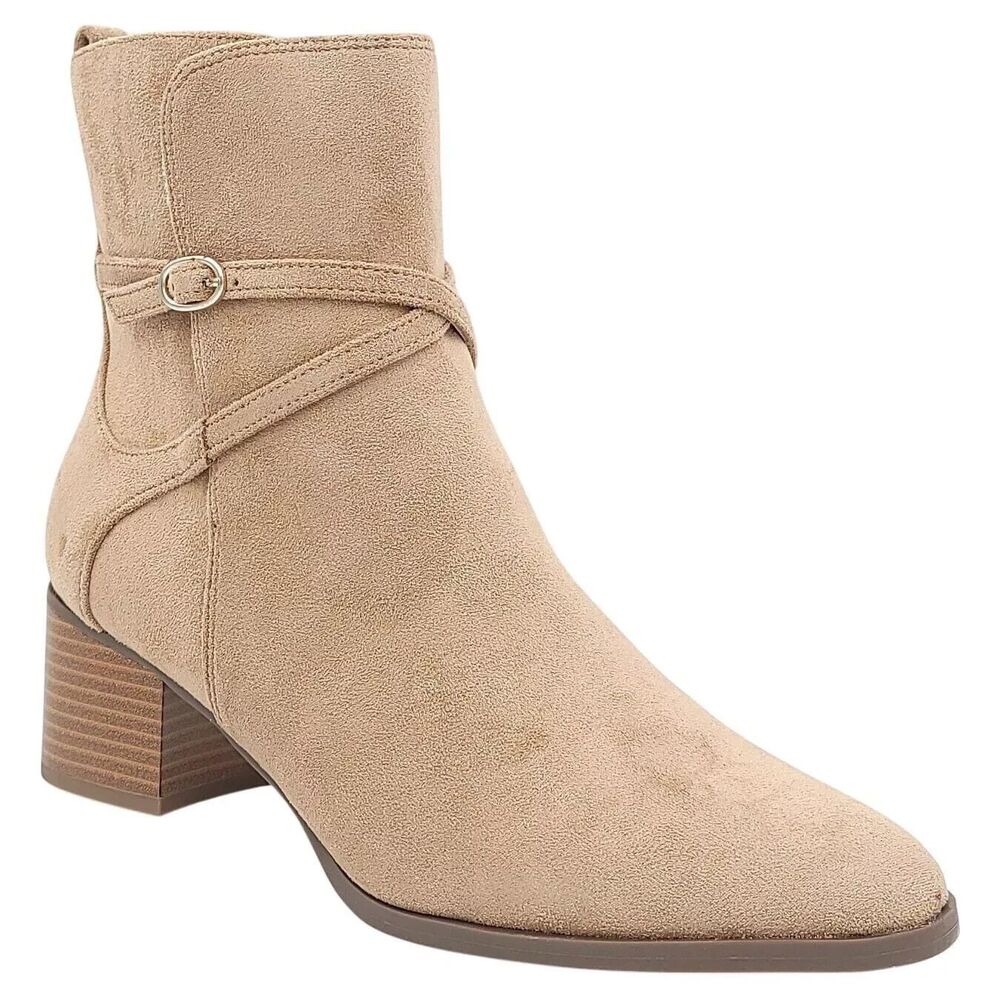 Anne Klein Womens Moore Padded Insole Ankle Boots | Sand | 10 Medium
